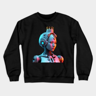 Android Space Princess with Silver Skin and Crown Crewneck Sweatshirt